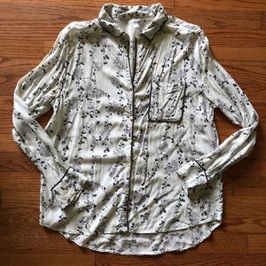 GapBody Long Sleeve Floral PJ Shirt/Blouse